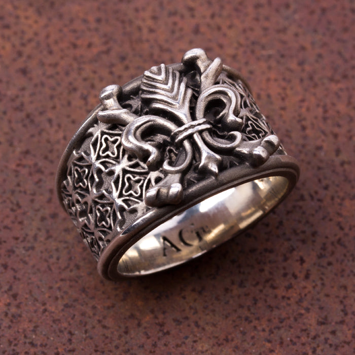 Fleur-de-lis Bone Ring 925 Silber