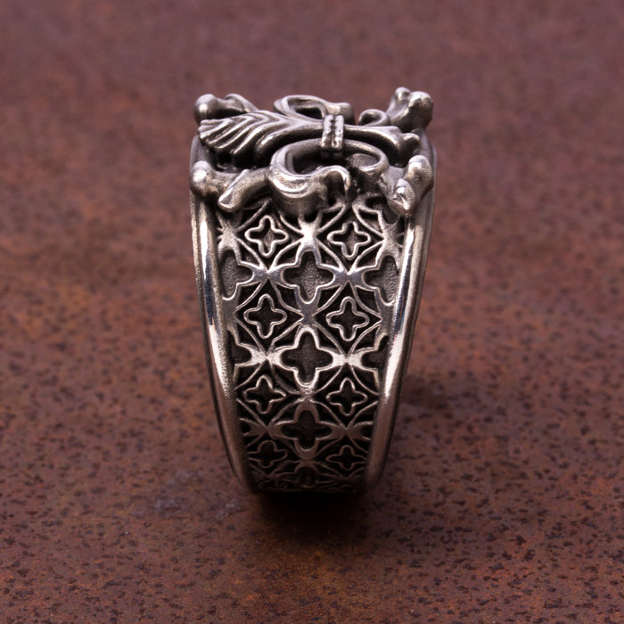 Fleur-de-lis Bone Ring 925 Silber