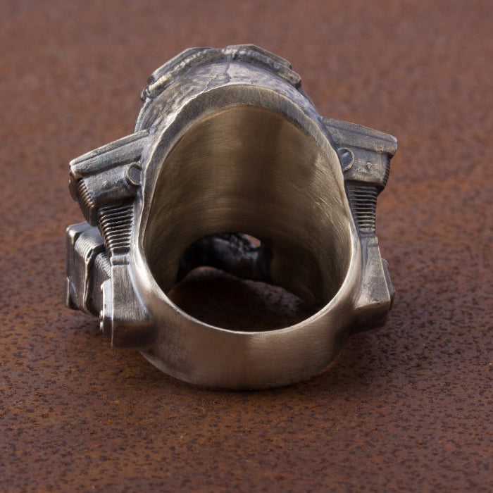 Skull Engine Ring 925 Silber